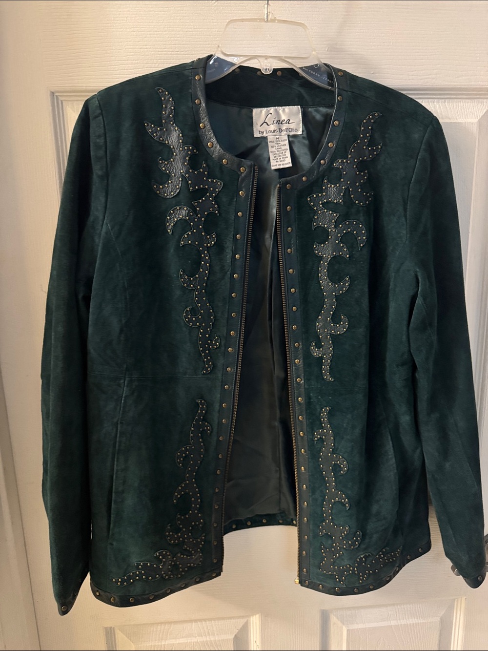 Linea by Louis Dell'Olio Dark Teal Studded Suede Jacket